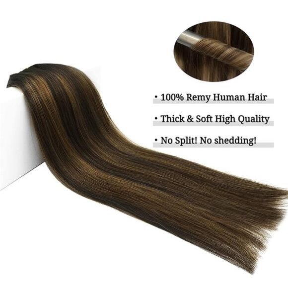 Hair Extension Human, Balayage Dark Brown to Chestnut Brown 120g 7pcs 18 " - Picture 5 of 6